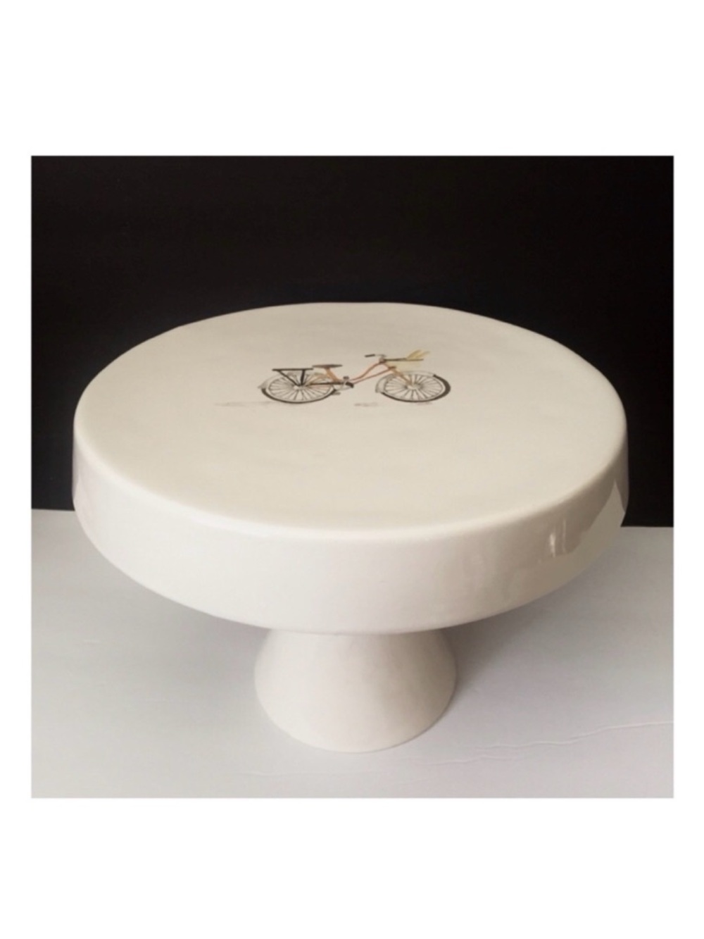 Rae Dunn Ceramic Cake Stand—Artisan Collection by Magenta with Bicycle Graphic